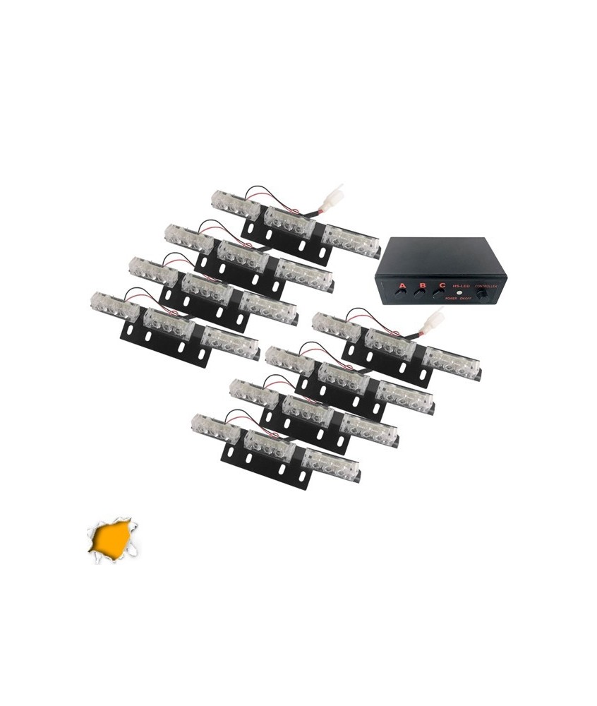 Εξωτερικά Φώτα Οδικής Βοήθειας STROBO LED 8x3 72W 10-30V IP65 Αδιάβροχα Πορτοκαλί GloboStar 88982